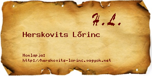 Herskovits Lőrinc névjegykártya